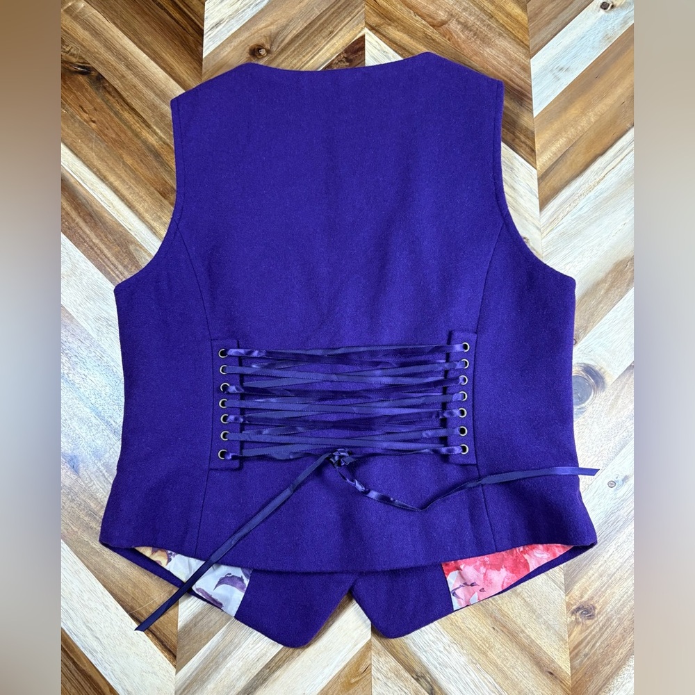 NEW Joe Browns UK Purple Button Front Vest Waiscoat Wool Blend Women’s Size 6 - Picture 2 of 5